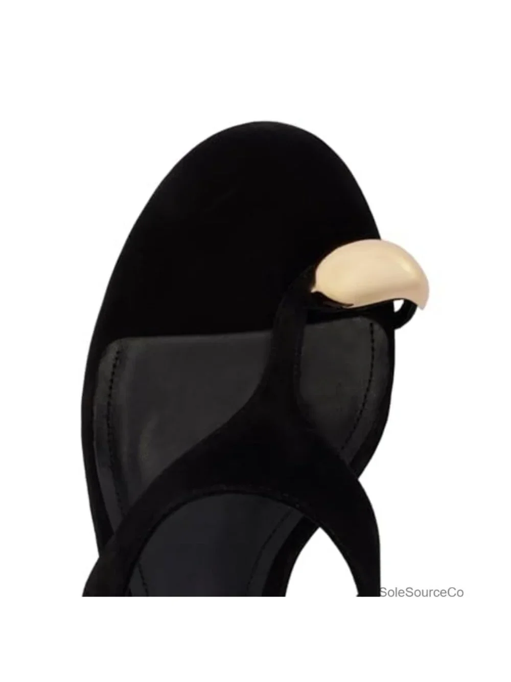 Heeled Sandal - Suede - Slip On - Toe Ring Detail - Sculptural Heel